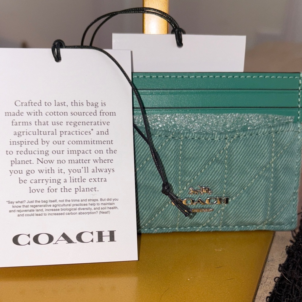 Coach Teal Denim Card Holder